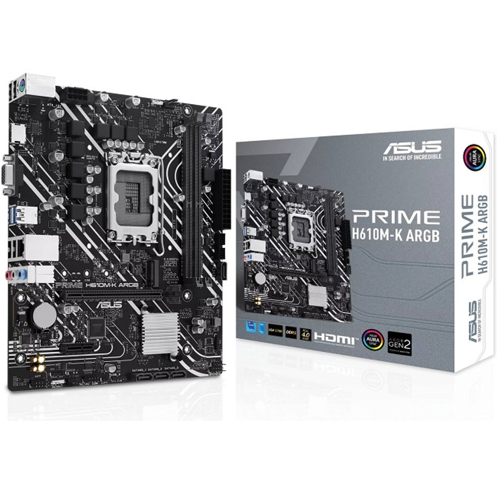 Материнская плата ASUS PRIME H610M-K, LGA1700/H610/2xDDR5/PCI-Ex16/M.2/SB7.1/GLAN/HDMI/VGA/mATX (90MB1GA0-M0EAY0)