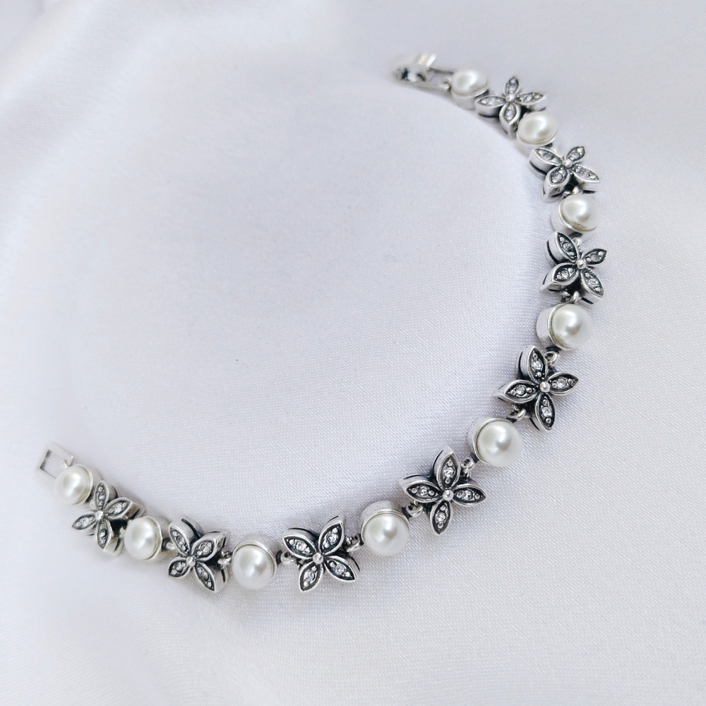 "Венок" браслет в серебряном покрытии из коллекции "Самоцветы" от Jenavi с замком пряжка