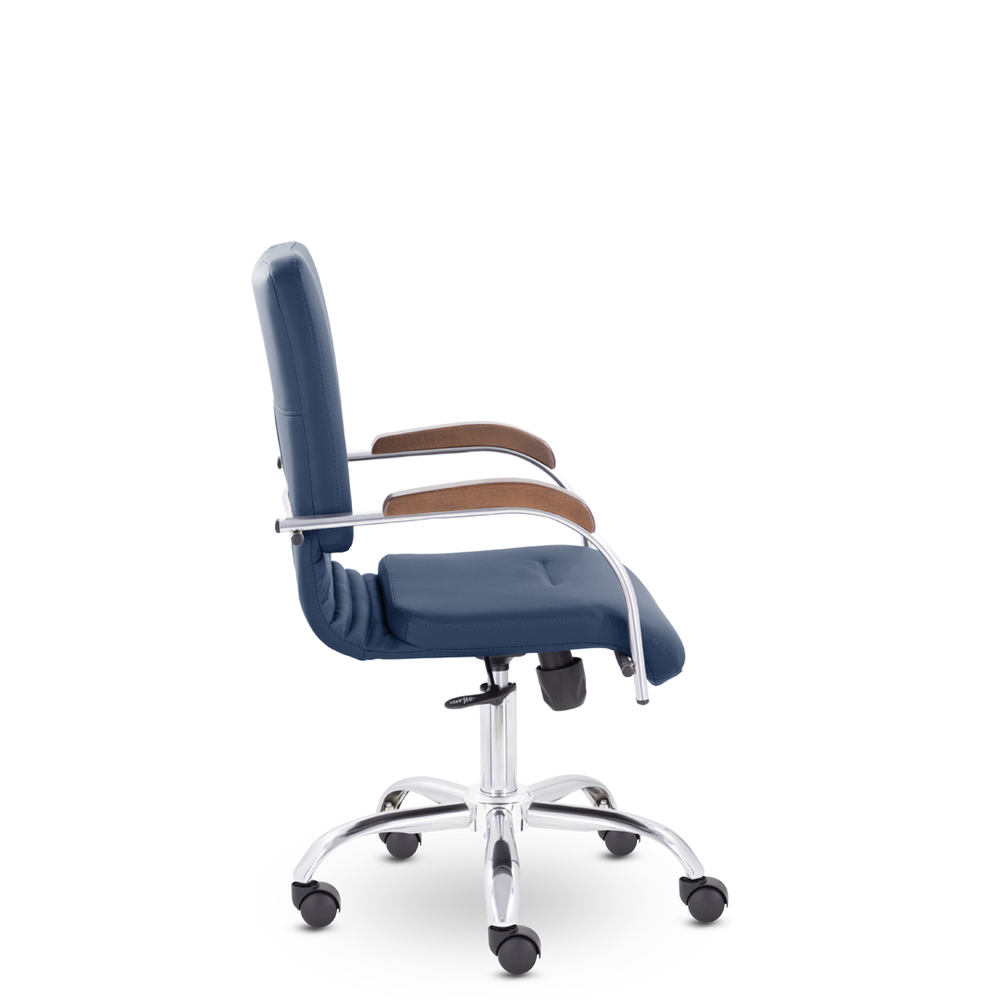 Кресло Самба Люкс GTP TG СН Д8 (темный орех) S-0419 (темно-синий)