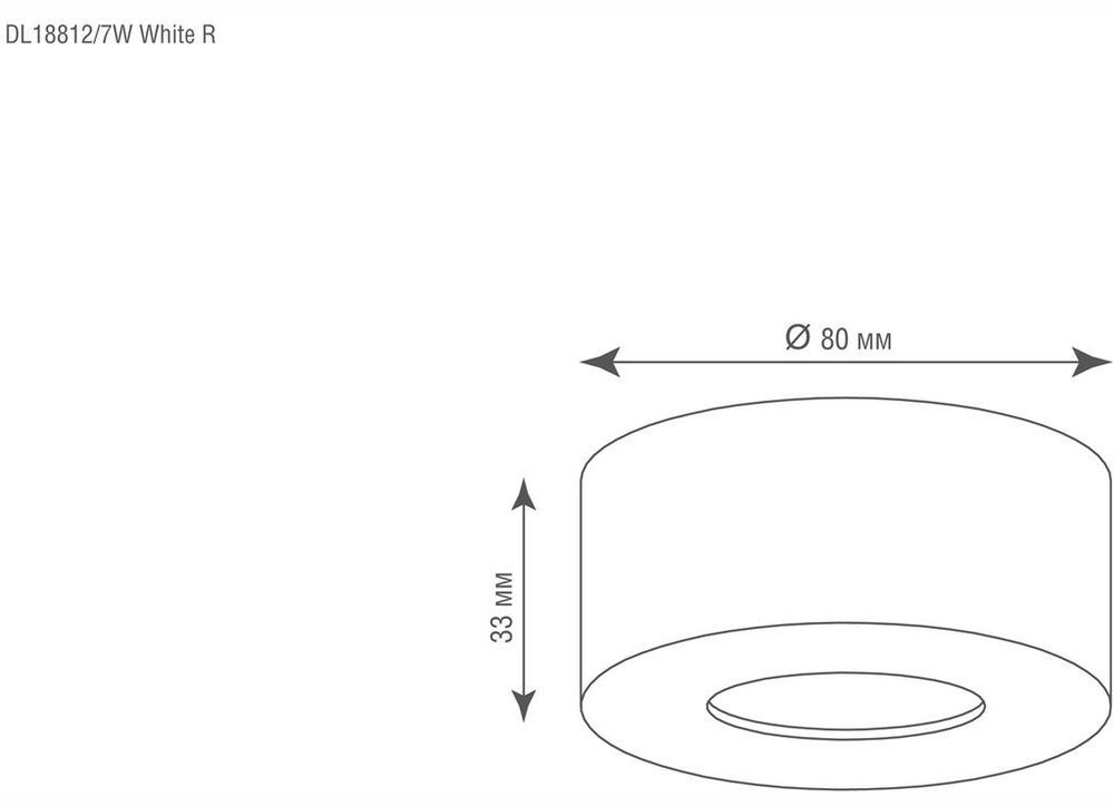 DL18812/7W White R Donolux Светильник светодиодный накладной, 7Вт, 3000К, 420Лм, Ra&gt;80, IP44, 60°, AC 220-240В, H33xD80мм, Белый+источник питания