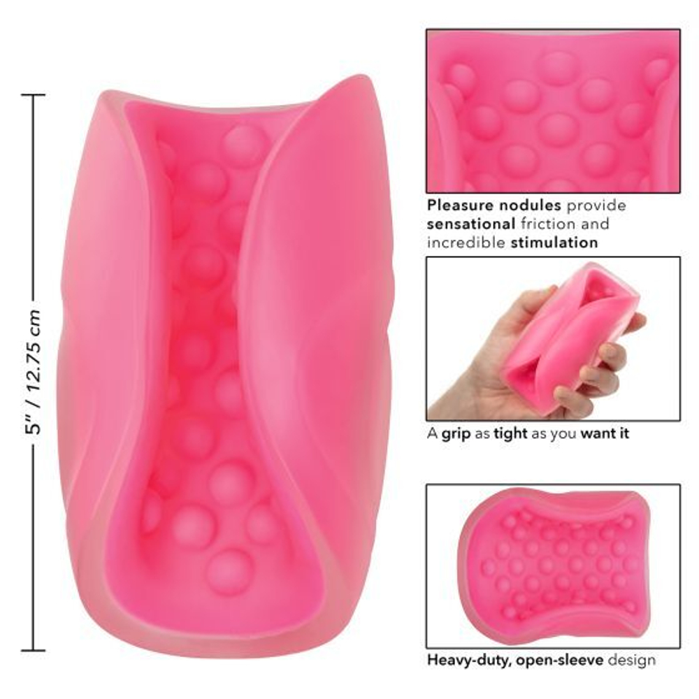 Розовый рельефный мастурбатор Beaded Grip
