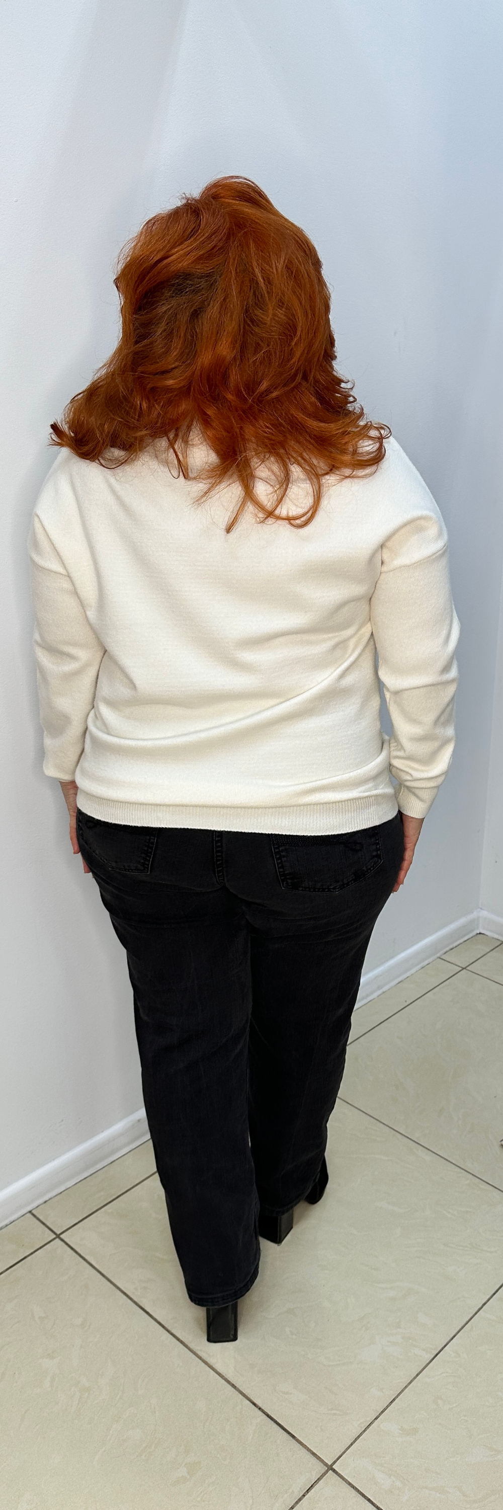 Джемпер-блузон с блестящим накатом по лицевой стороне