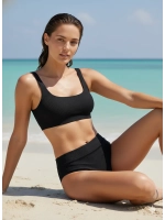 купальник раздельный бандо с чашечками и высокой талией