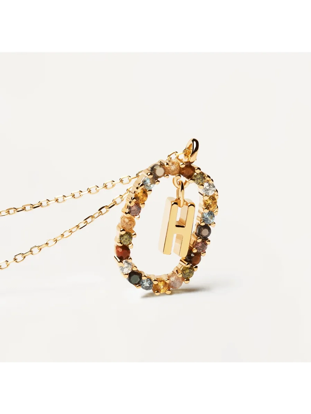 Колье Буква H серебро 925 пробы покрытое золотом