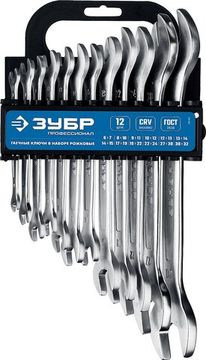 ЗУБР 12 шт, 6 - 32 мм, набор рожковых гаечных ключей, Профессионал (27011-H12)