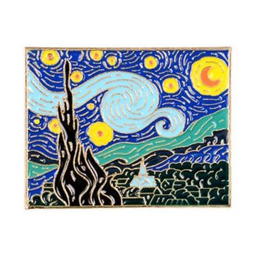Значок металлический Ван Гог "Звездная ночь", р-р 3,3х4,3 см