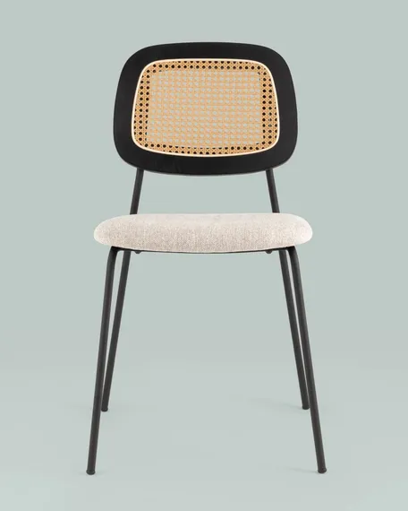 Стул Letto бежевый со спинкой из ротанга