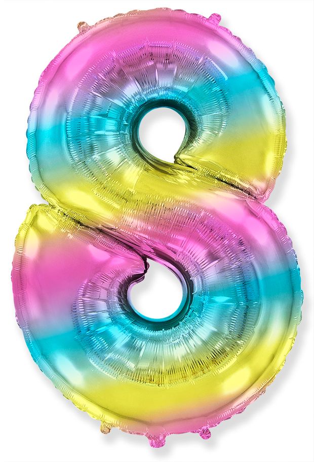 FM Шар диагональная радуга градиент "Цифра 8" 102 см (БГ-60)
