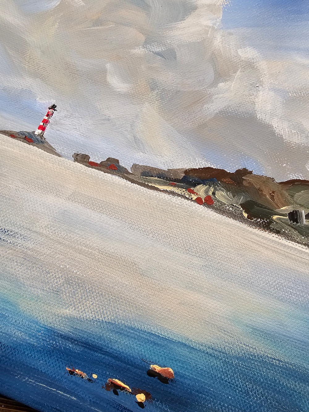 Картина авторская акрилом интерьерная на холсте 27*41 см для интерьера "Отражение неба"