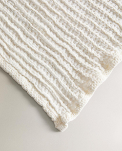 Zara Home - Банное полотенце с вафельной текстурой и гладкой бордюром, белый, 50х90 см