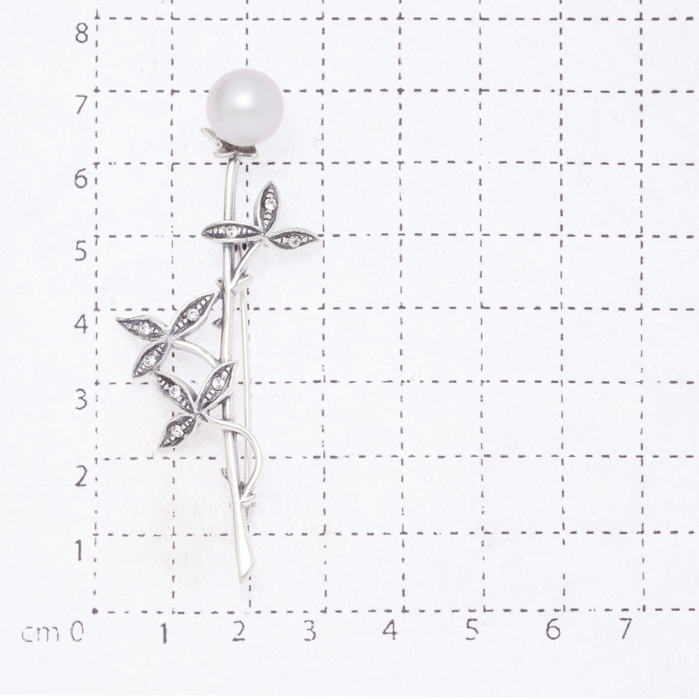 "Розочка" брошь в серебряном покрытии из коллекции "Фаворитка" от Jenavi с замком булавка