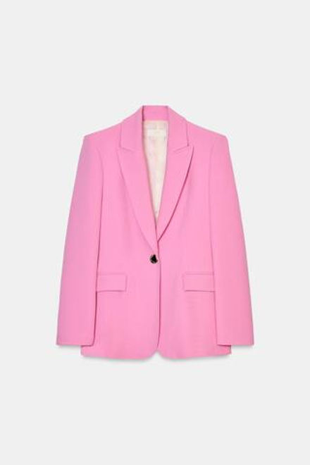 ZARA ПРИТАЛЕННЫЙ БЛЕЙЗЕР С ПОДПЛЕЧНИКАМИ, РОЗОВЫЙ