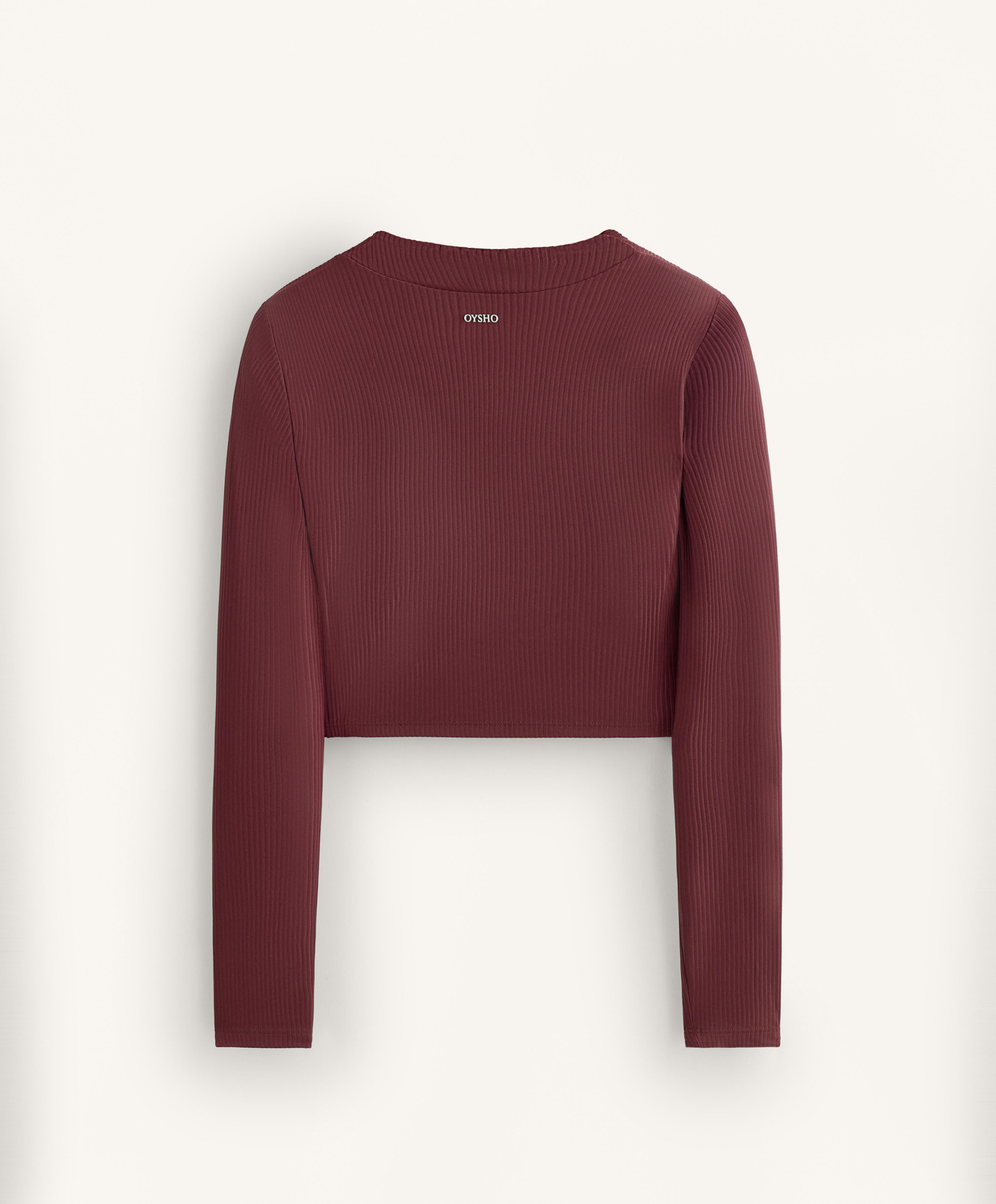 Oysho Футболка с длинными рукавами Comfortlux, бордовый