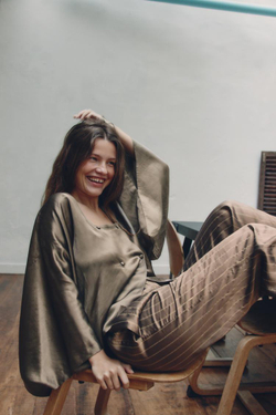 ZARA РУБАШКА С ЗАПАХОМ, РЫЖЕВАТО-КОРИЧНЕВЫЙ