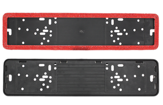 Рамка под номер пластик Черная защелка со СТРАЗАМИ - Красные (уп2шт) RAMKA-DIAMOND-RED