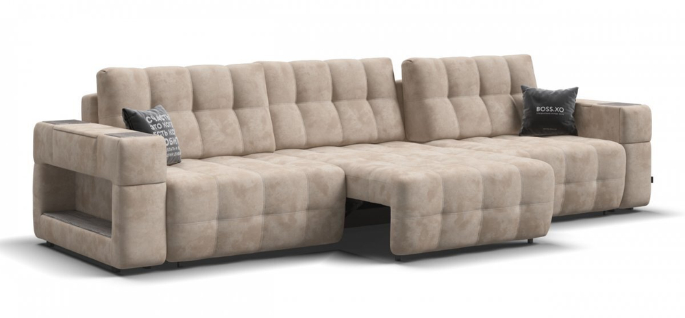 Диван BOSS.XO MAX Велюр Alkantara пепел / WOOD Rock