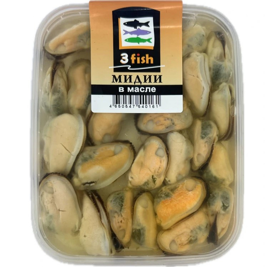 Мясо мидий, маринованное в масле ""3fish" 150гр (6шт)