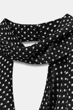 ZARA ТОП С ГОРЛОВИНОЙ ХАЛТЕР И ГОРОШКОМ — ZW COLLECTION, ЧЕРНЫЙ/БЕЛЫЙ