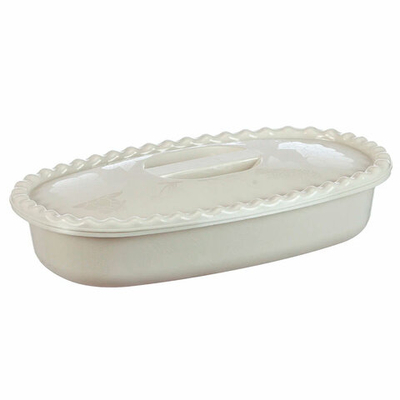 Миска 1,5л прямоугольная с крышкой, белый ротанг