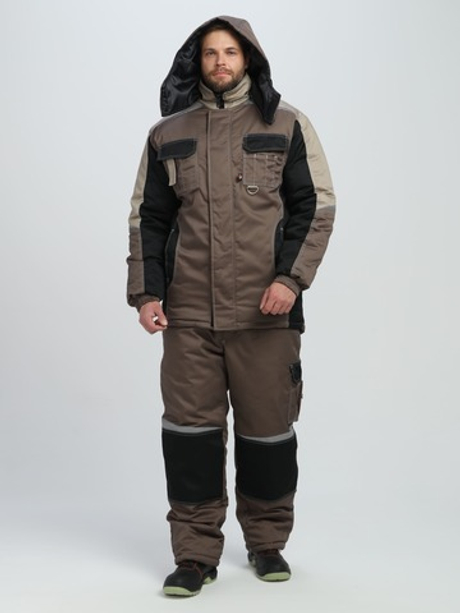 Костюм зимний Мега IMP (тк.Смесовая,240) брюки, коричневый/черный/бежевый