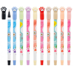 Ручка шариковая, масляная, Basir, цветные чернила, серия "ЛАПКИ", цветной корпус с фигуркой, набор 10 шт