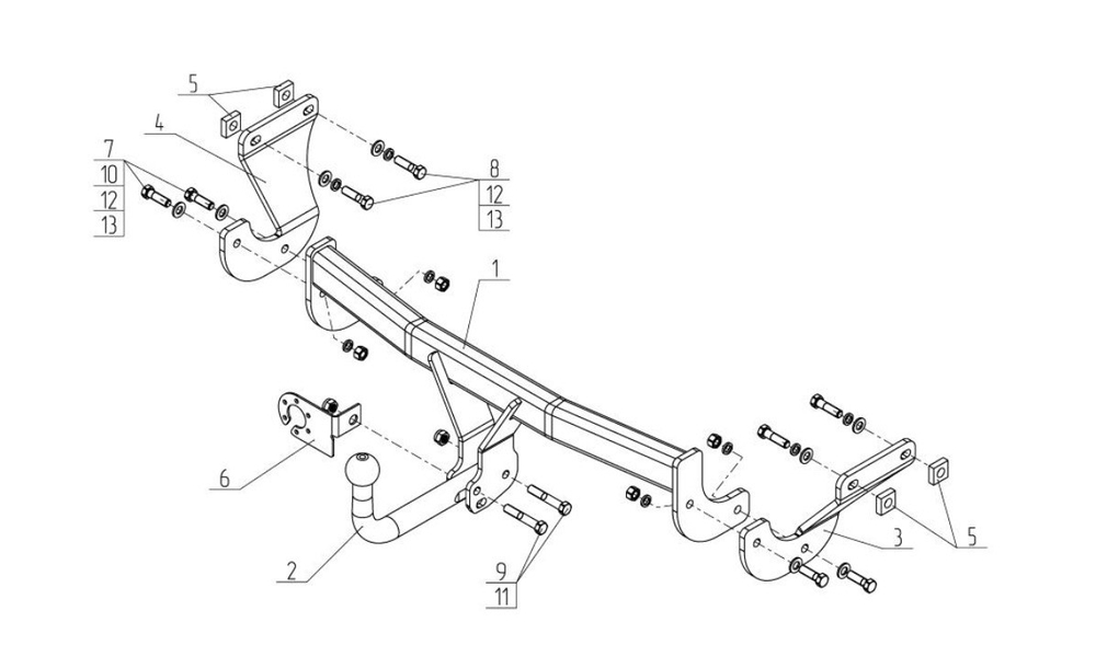 Фаркоп для Hyundai i40 2012-2019 Тип шара: A. Нагрузки: 1800/80 кг, HY 31