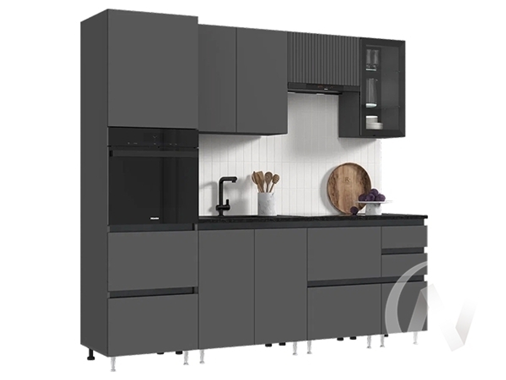 Кухня Техно-6 2;4м (графит/графит софт/кастилло темный)
