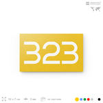 Номер на дверь 323, табличка на дверь для офиса, квартиры, кабинета, аудитории, склада, желтая 120х70 мм, Айдентика Технолоджи