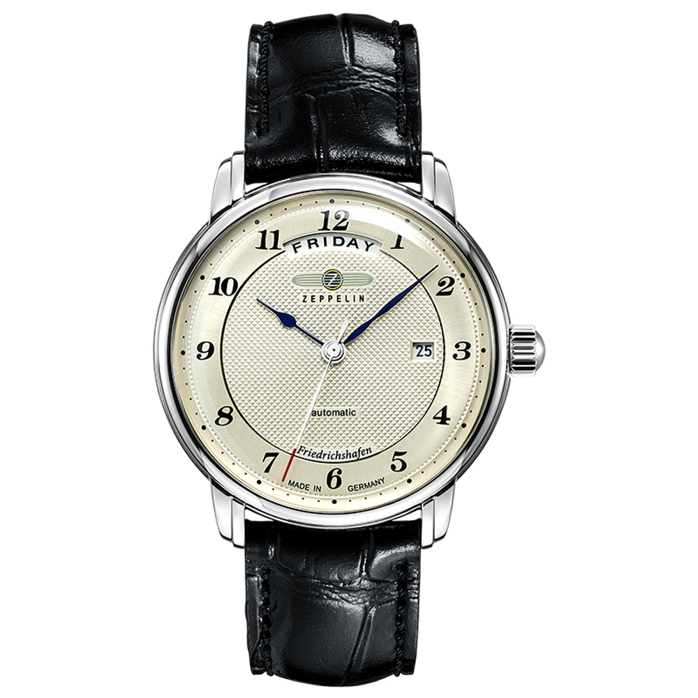 ZEPPELIN Automatic Mechanical Movement Men"s Watches Watch Silver Dial Stainless Steel Case Cow Leather Strap