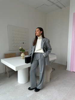 Жакет из шерсти однобортный светло-серый