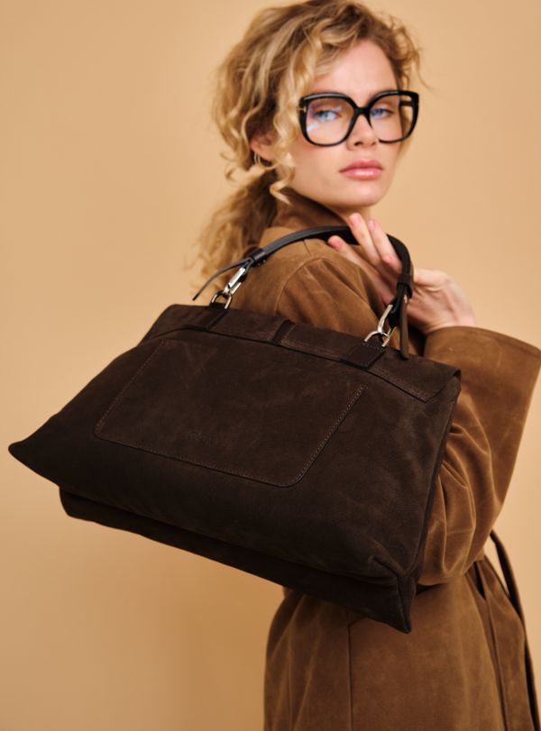 Замшевая сумка сэтчел Colette DBR 31349 черный каштан