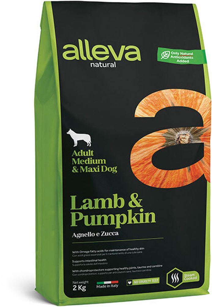 Alleva Natural Lamb &amp; Pumpkin Medium/Maxi, сухой (12 кг)