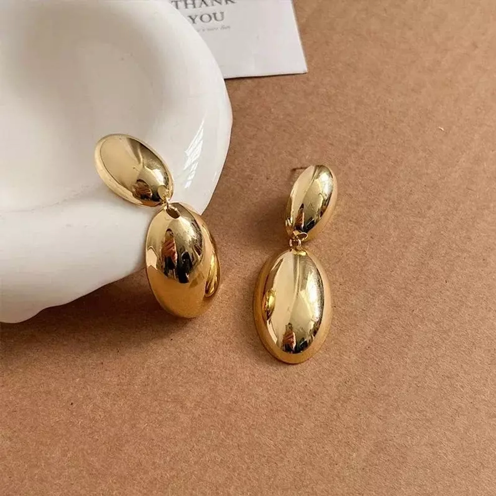 Серьги каплевидные, Золотые