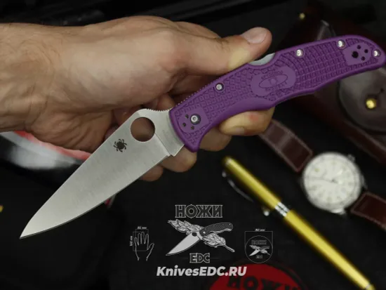 Складной нож Spyderco Endura Flat Ground Purple C10FPPR c клинком из стали VG-10, рукоять FRN