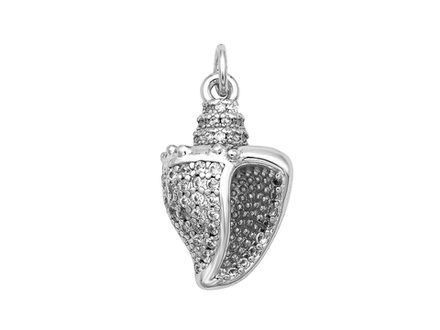 Подвеска "Ракушка" со стразами, 21мм (уценка)