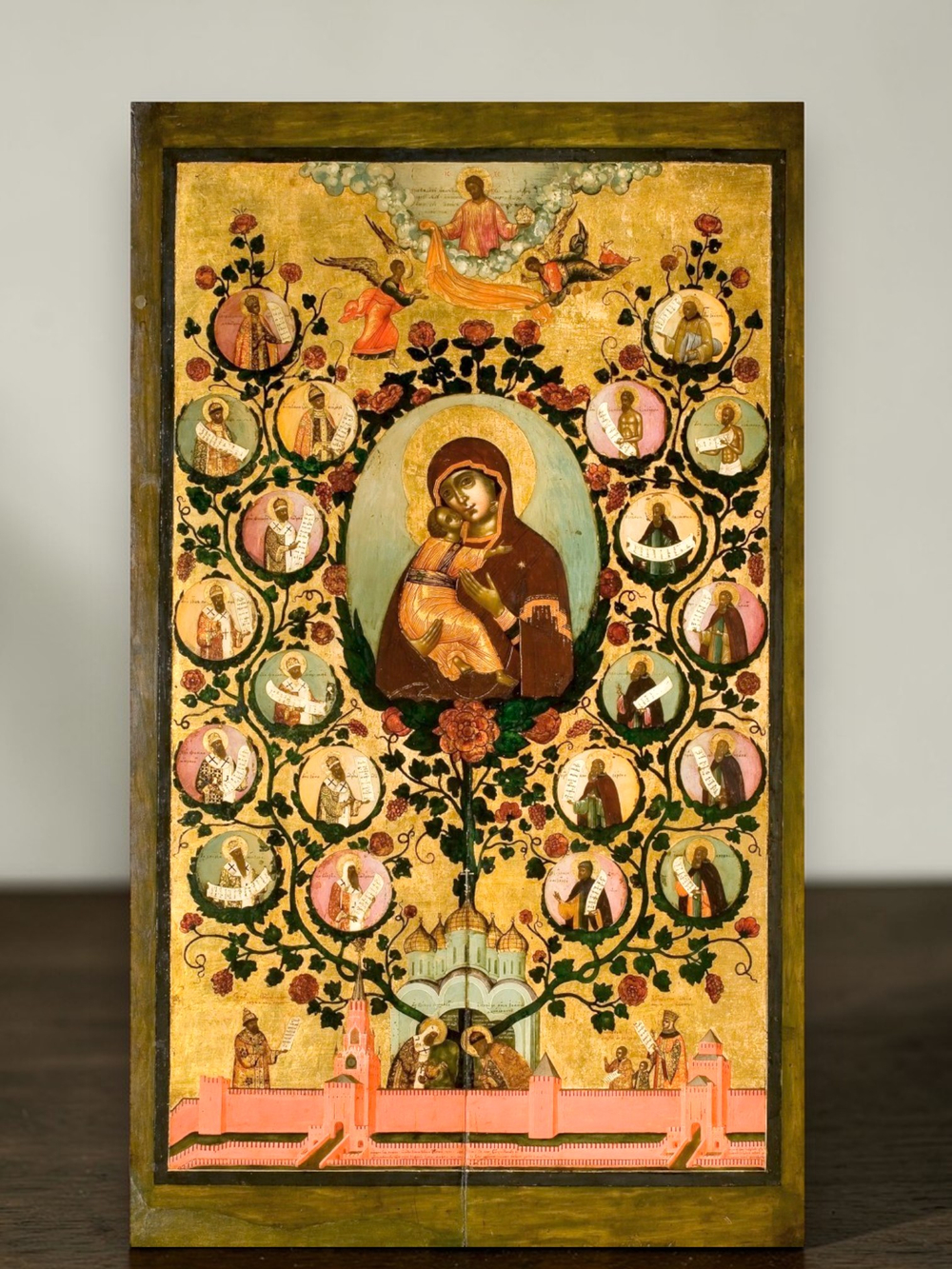 Икона писалась в 1668 году царским иконописцем Симоном Ушаковым для церкви Троицы в Никитниках в Китай-городе. Сейчас находится в Государственной Третьяковской галерее в Москве.