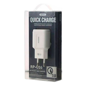Сетевое зарядное устройство USB Remax RP-U16 (3A, быстрая зарядка QC 3.0) Белый