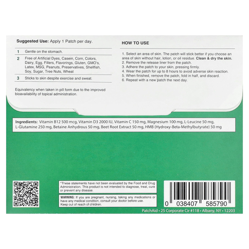 PatchAid, патч для поддержки результативности и восстановления, 30 патчей