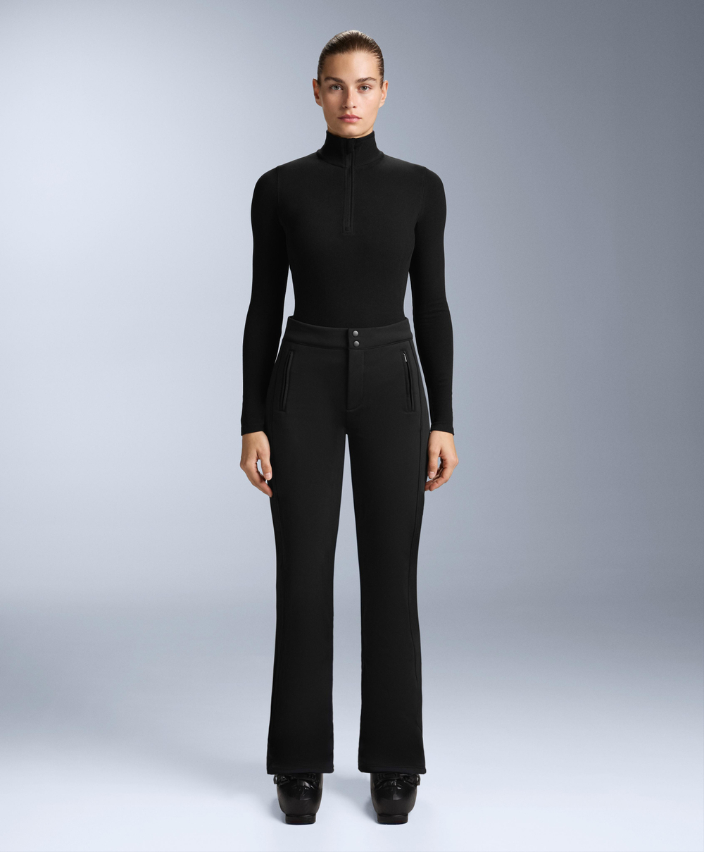 Oysho Термофутболка с застёжкой-молнией на половину длины, черный