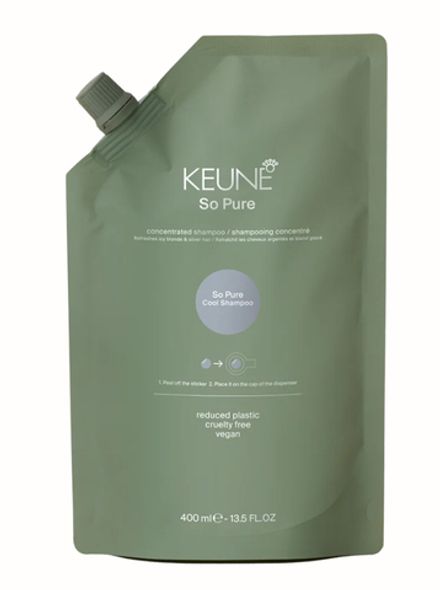Keune So Pure Спа Шампунь ОСВЕЖАЮЩИЙ Корректирующий Блонд цвет Cool Shampoo Refill 400 мл