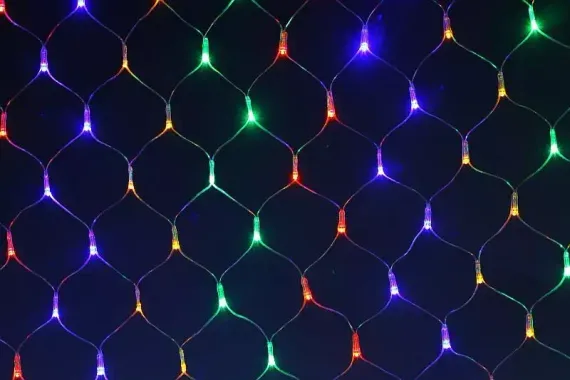 Светодиодная сетка с контроллером 2*3 м., 384 разноцветных LED ламп, прозрачный ПВХ, LTC (NTL384C-10-2M)