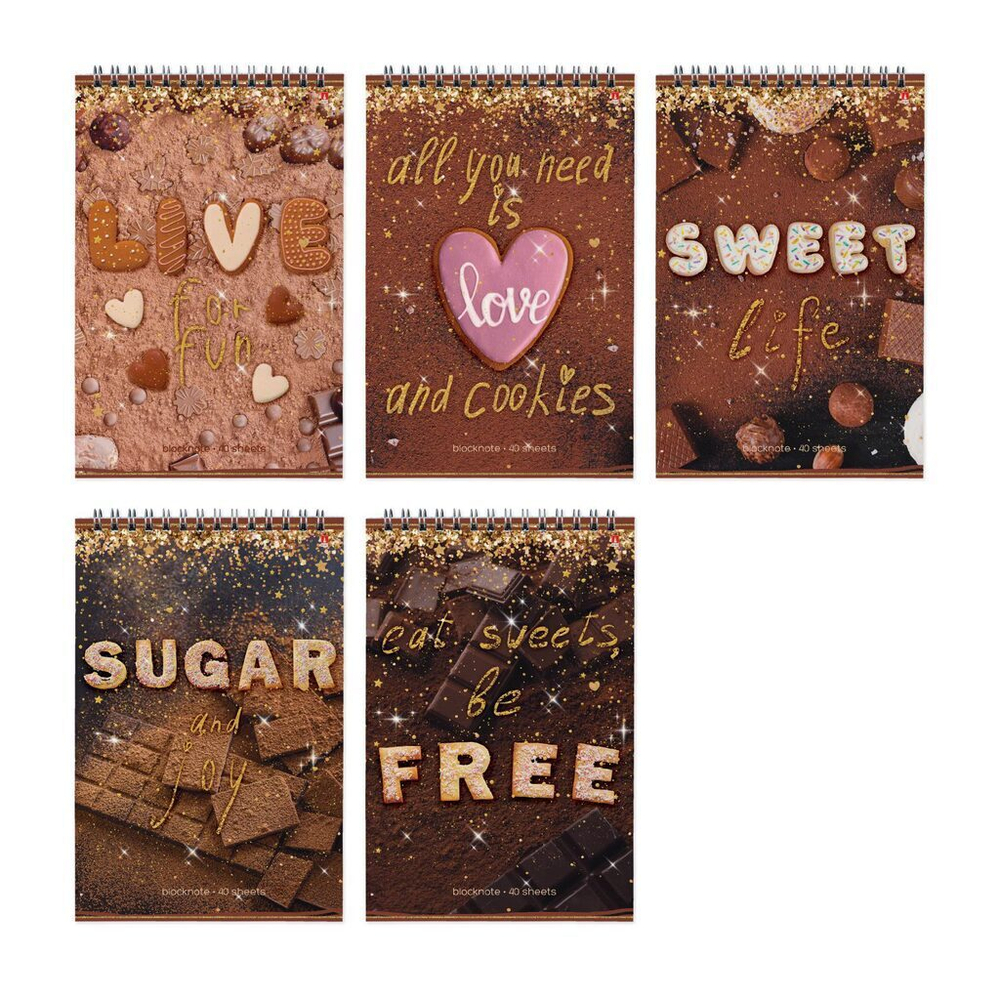 Блокнот А5 40л гребень "Sweet life" клетка*