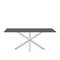 Argo Стол обеденный с белыми ножками из стали и столешницей из черного стекла 200x100