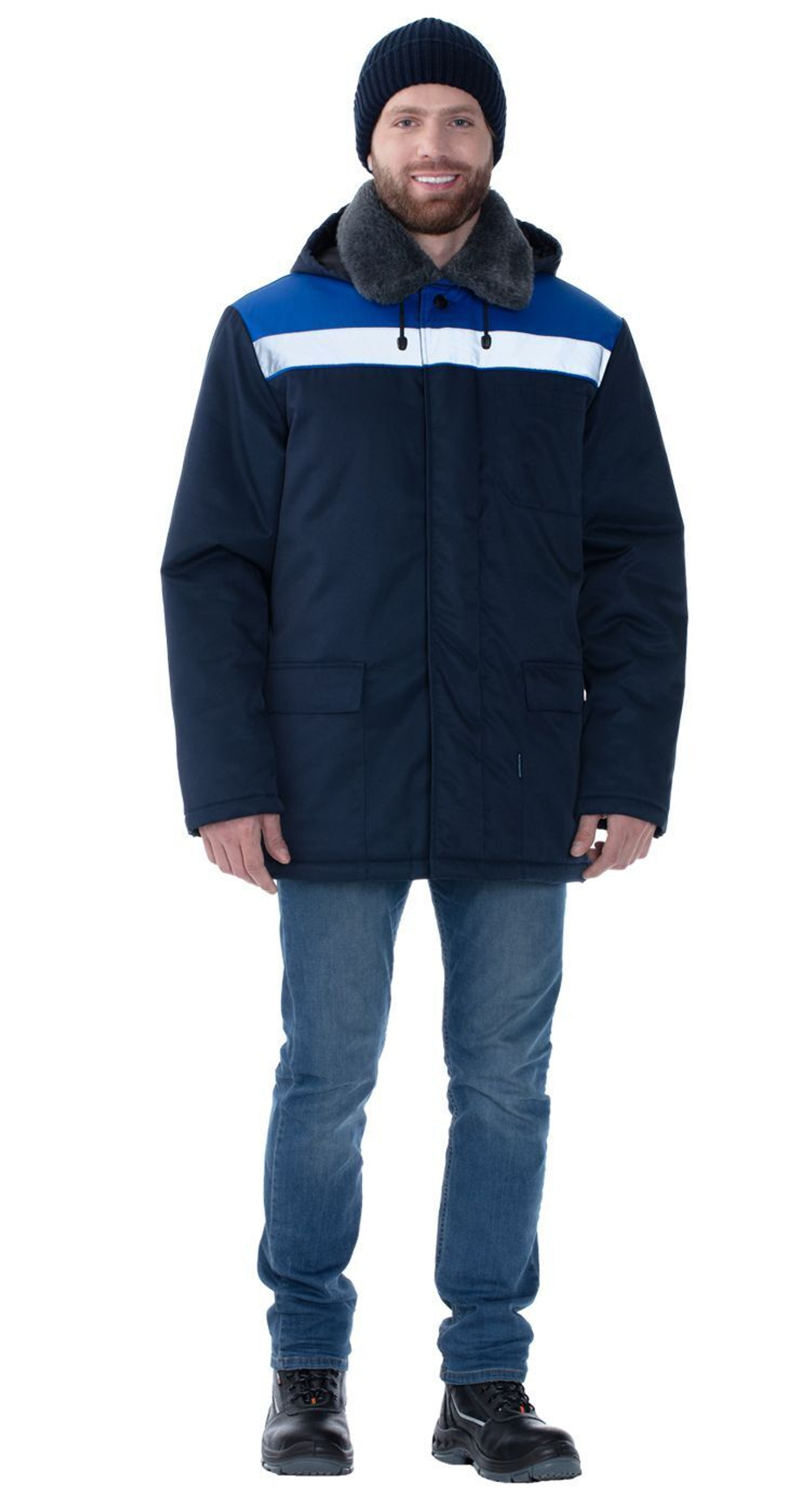 Куртка утепленная мужская "Монтаж" цв.т.син.-вас.