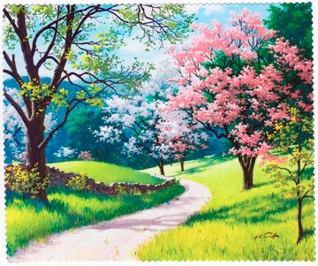 Салфетка микрофибра 15х18 (ВЕСЕННИЙ ПАРК) в  упаковке.