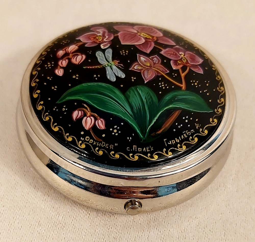 Таблетница с ручной росписью Палех "Орхидея"