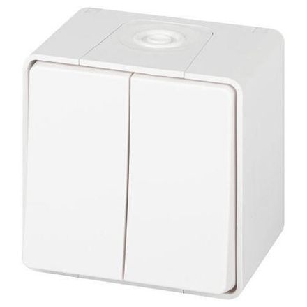 Переключатель Эксперт 11-1506-01 двойн. IP55 10АХ-250В ОУ бел. Эра Б0063295