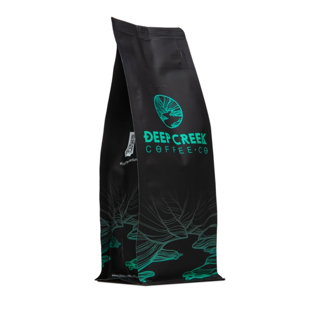 Брендированный квадропак для кофе 1000гр, 140 мкм. 140х325х95 мм