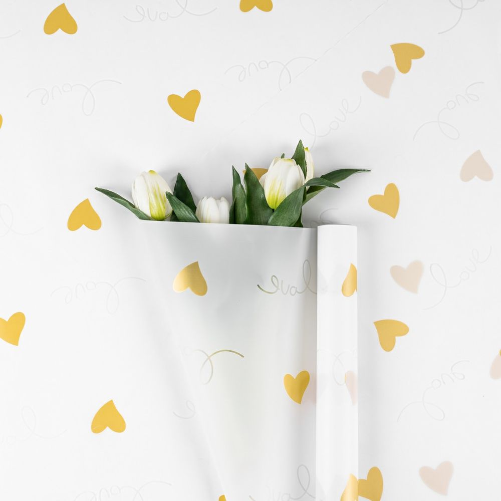 Пленка матовая &quot;Love Heart&quot; Белая 57см*10м