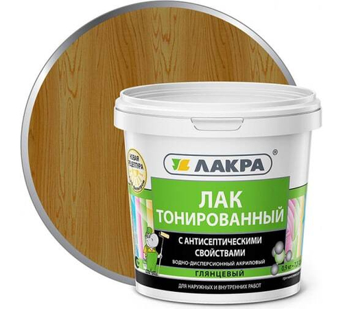 Лак в/д Лакра тонированный 0,9кг дуб